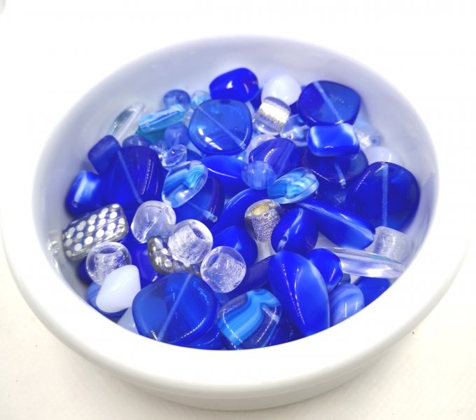 Preciosa Pressed Bead Mix Blue Crystal (x50g) 