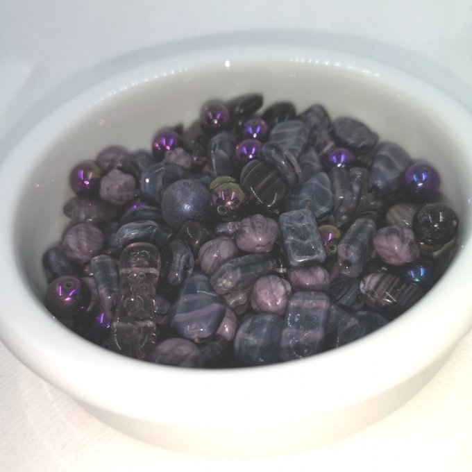 Preciosa Pressed Bead Mix Dark Violet (x50g)