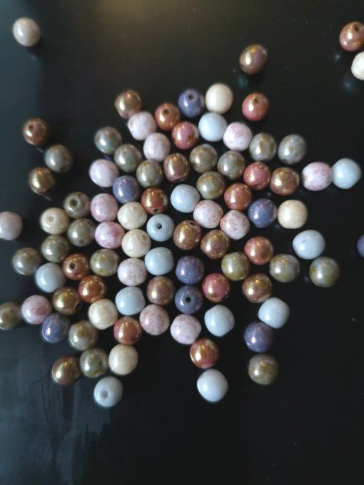 Round beads mix 6mm opaque luster  en verre de Bohème(x50)