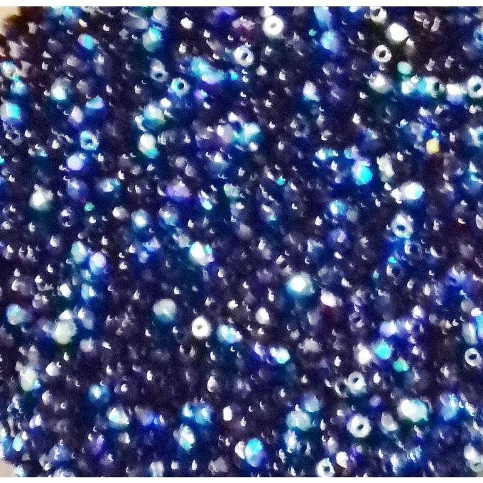 Preciosa 50 perles facettées  rondes 3x3mm Jet AB