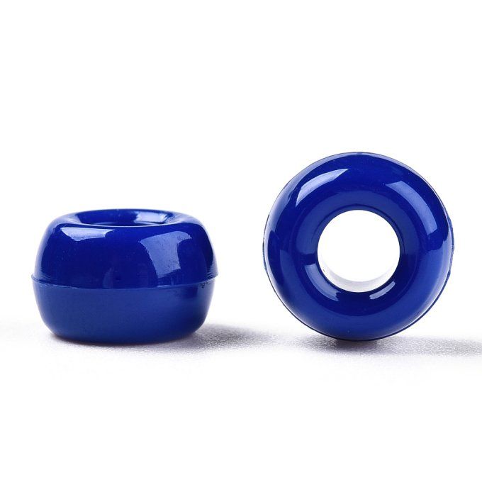 Perles en plastique opaque en forme de tonneau 9x6mm couleur bleu (x50g)