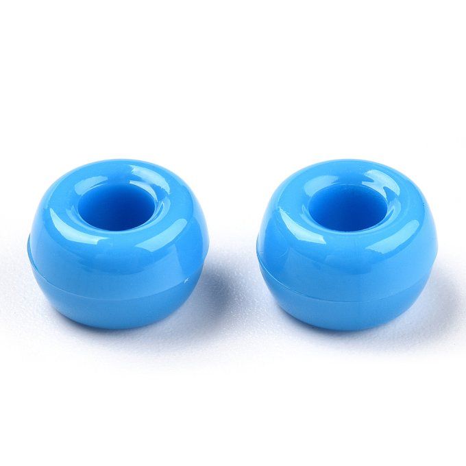 Perles en plastique opaque en forme de tonneau 9x6mm couleur bleu ciel (x50g)