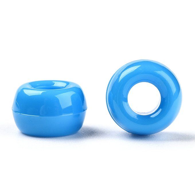 Perles en plastique opaque en forme de tonneau 9x6mm couleur bleu ciel (x50g)