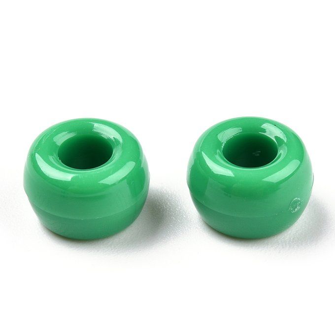 Perles en plastique opaque en forme de tonneau 9x6mm couleur vert (x50g) 