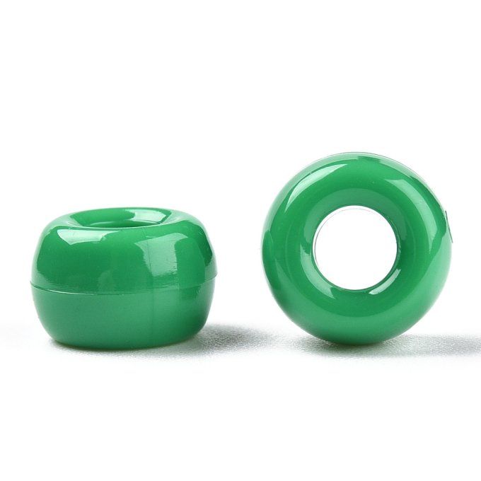Perles en plastique opaque en forme de tonneau 9x6mm couleur vert (x50g) 