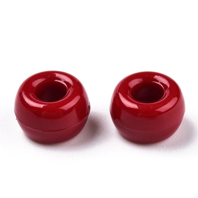 Perles en plastique opaque en forme de tonneau 9x6mm couleur rouge brique (x50g)  