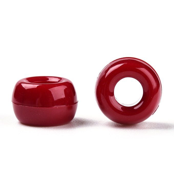 Perles en plastique opaque en forme de tonneau 9x6mm couleur rouge brique (x50g)  