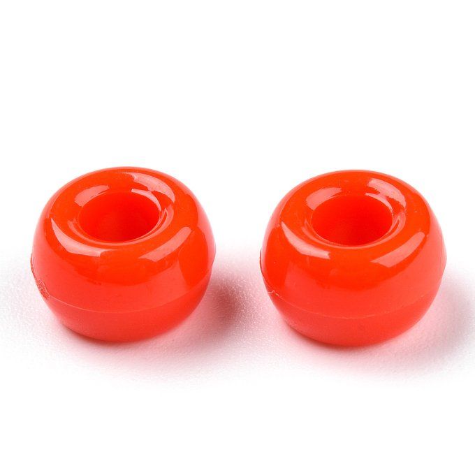Perles en plastique opaque en forme de tonneau 9x6mm couleur rouge  (x50g)  