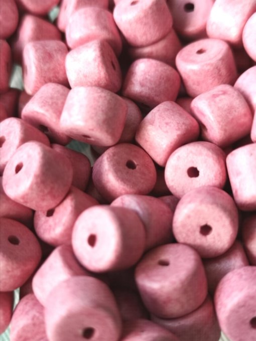 Perles en forme de tube en céramique   8x6mm  couleur Light pink (x10) 
