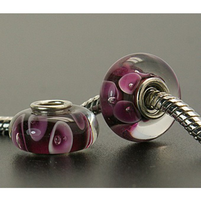 Perle Européenne en lampwork Ø14mm vieux rose