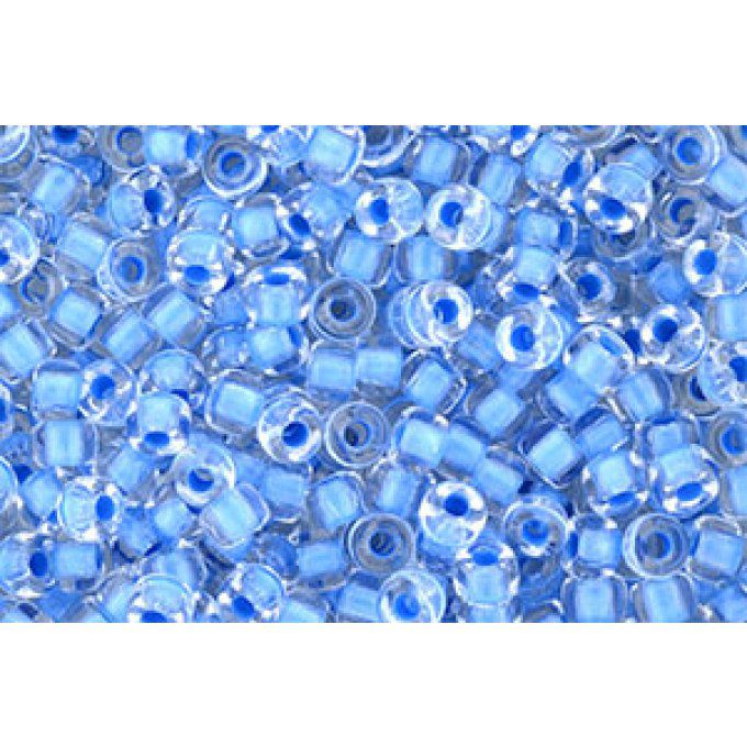 Perles de rocaille Matubo  6/0  4.1x2.9mm  crystal blue neon lined (x10g)