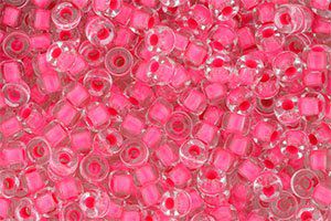 Perles de rocaille Matubo  6/0  4.1x2.9mm  crystal pink neon lined (x10g)