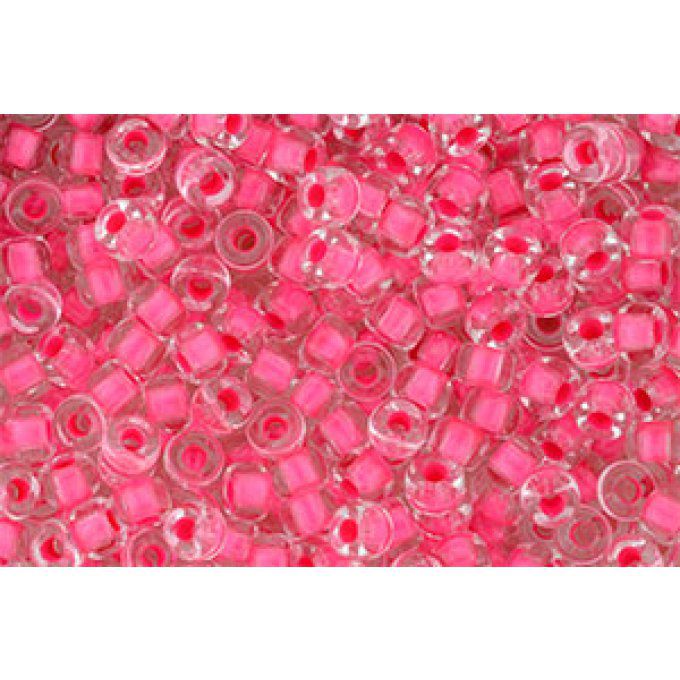 Perles de rocaille Matubo  6/0  4.1x2.9mm  crystal pink neon lined (x10g)