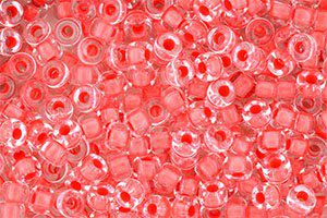 Perles de rocaille Matubo  6/0  4.1x2.9mm  crystal red neon lined (x10g)