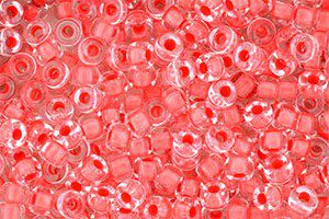 Perles de rocaille Matubo  6/0  4.1x2.9mm  crystal red neon lined (x10g)