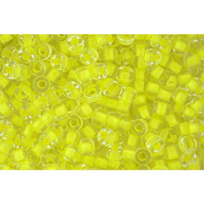 Perles de rocaille Matubo  6/0  4.1x2.9mm  crystal yellow neon lined (x10g)