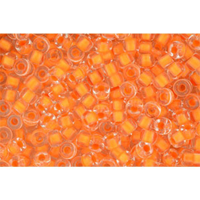 Perles de rocaille Matubo  6/0  4.1x2.9mm  crystal orange neon lined (x10g)