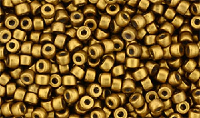 Perles de rocaille Matubo  8/0  3.1x2.10mm  Matt metallic antique gold  (x10g)