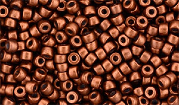 Perles de rocaille Matubo  8/0  3.1x2.10mm  Matt metallic dark copper  (x10g)