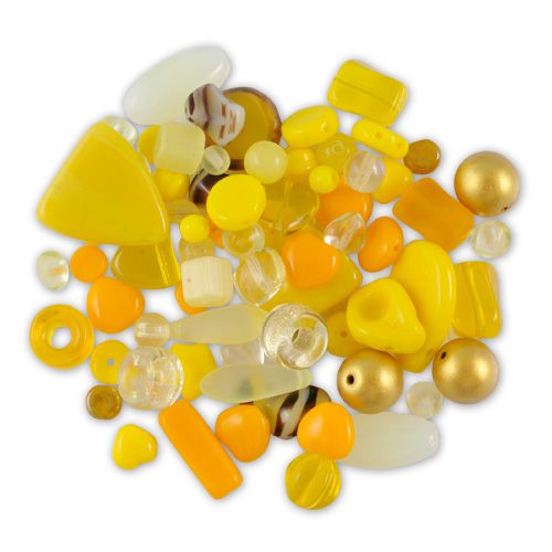 Assortiment de perles en verre moulé de Bohème mélange citron (50g) 