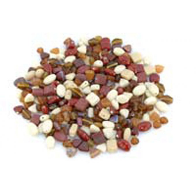 Mélange de petites perles de verre topaze beige rouge (50g)