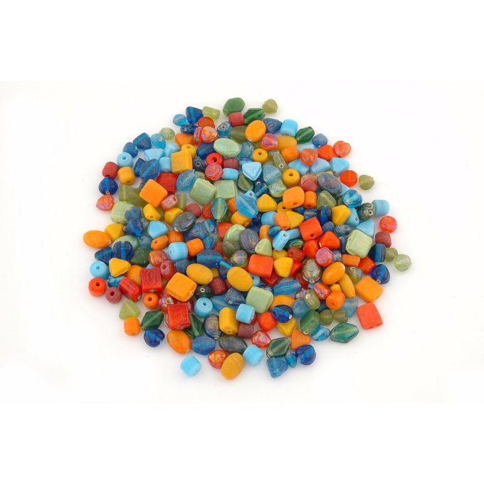 Mélange de petites perles de verre  tutti frutti (50g)