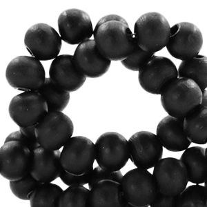 50 perles rondes en bois Ø 8mm couleur noire