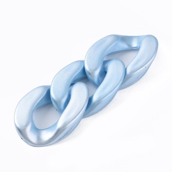 Anneaux de liaison "ouverts" acrylique opaque nacré,couleur bleu ciel ,29x20x6mm (x20) 