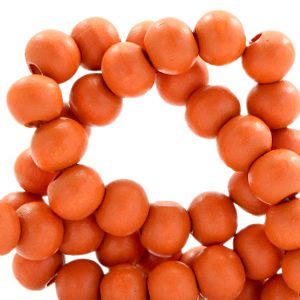50 perles rondes en bois Ø 8mm couleur orange feu