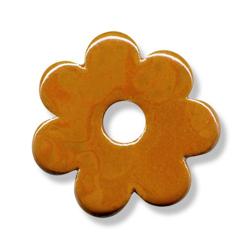Fleur en céramique Ø 33mm couleur ambre