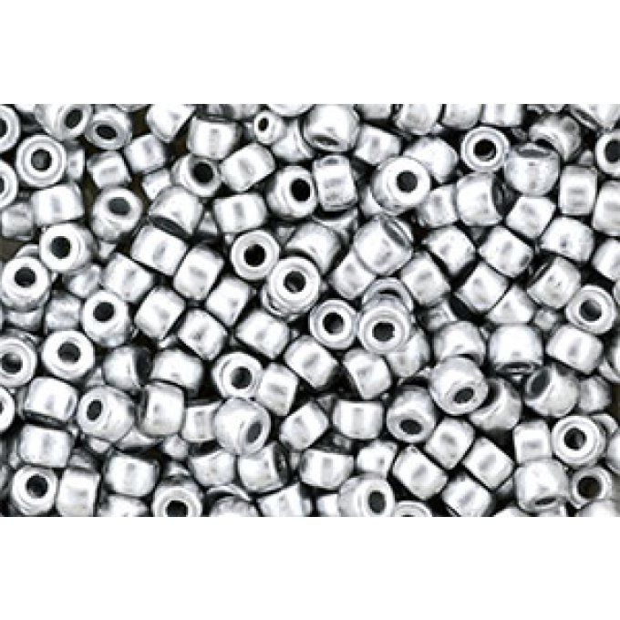 Perles de rocaille Matubo  6/0  4.1x2.9mm  Matte metallic silver (x10g)