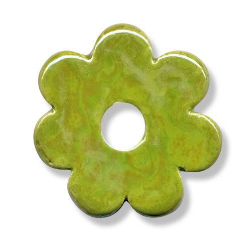 Fleur en céramique Ø 33mm couleur olivine