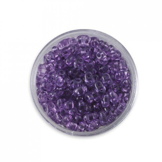 Preciosa rocaille Twin 2,5x5mm transparente amethyste (x20g)