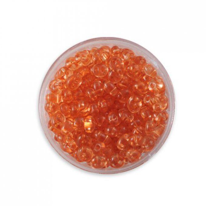 Preciosa rocaille Twin 2,5x5mm transparente orange (x20g)