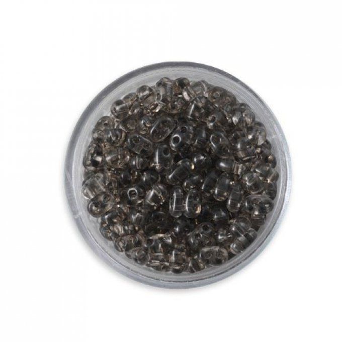 Preciosa rocaille Twin 2,5x5mm transparente  gris (x20g) 