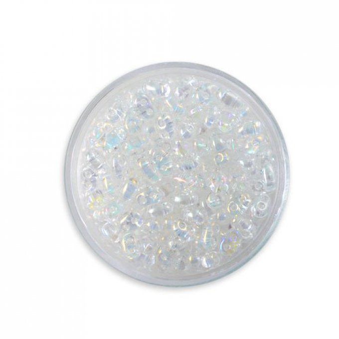 Preciosa rocaille Twin 2,5x5mm transparente  irisé (x20g)  