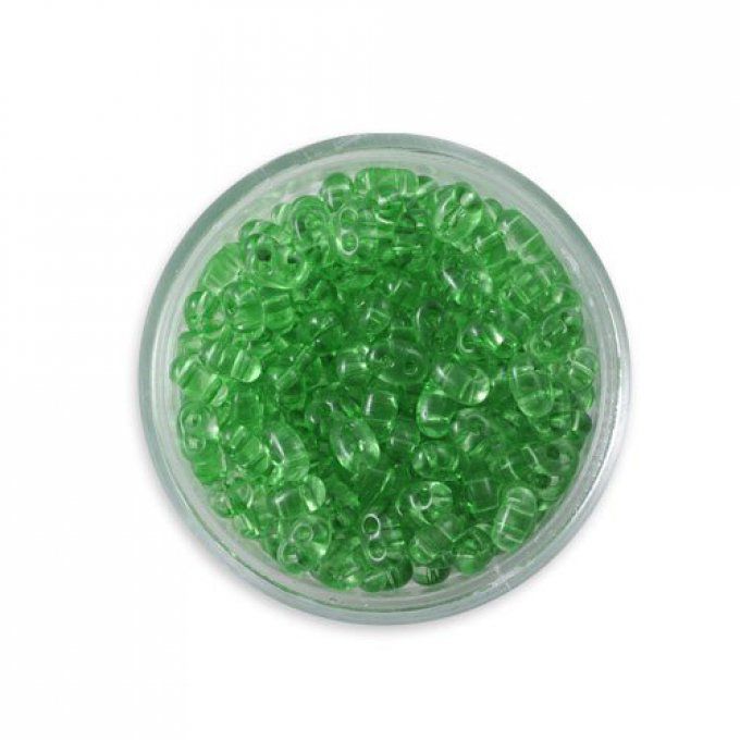 Preciosa rocaille Twin 2,5x5mm transparente  vert clair (x20g) 