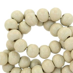 100 perles rondes en bois Ø 6mm couleur beige cèdre