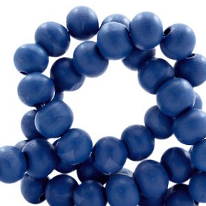 100 perles rondes en bois Ø 6mm couleur bleu galaxy