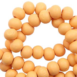 100 perles rondes en bois Ø 6mm couleur jaune cadmium