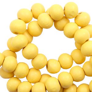 100 perles rondes en bois Ø 6mm couleur jaune citron