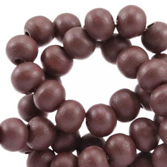 100 perles rondes en bois Ø 6mm couleur marron