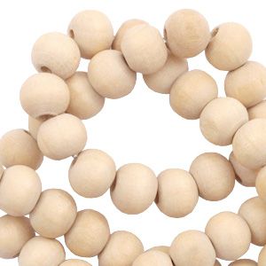 100 perles rondes en bois Ø 6mm couleur naturelle du bois
