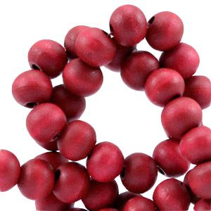 100 perles rondes en bois Ø 6mm couleur rouge chaud