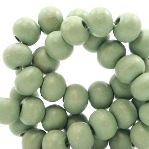 100 perles rondes en bois Ø 6mm couleur vert clair