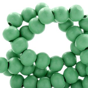 100 perles rondes en bois Ø 6mm couleur vert hiver