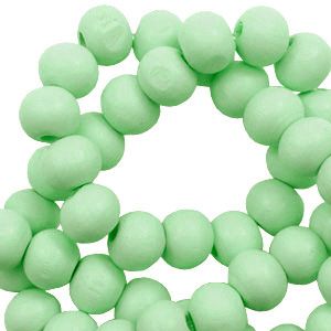 100 perles rondes en bois Ø 6mm couleur vert menthe