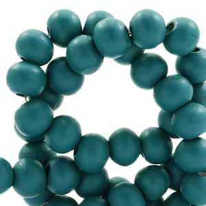100 perles rondes en bois Ø 6mm couleur vert pétrole 