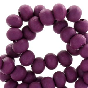100 perles rondes en bois Ø 6mm couleur violet impérial