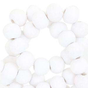 100 perles rondes en bois Ø 6mm couleur blanc laiteux